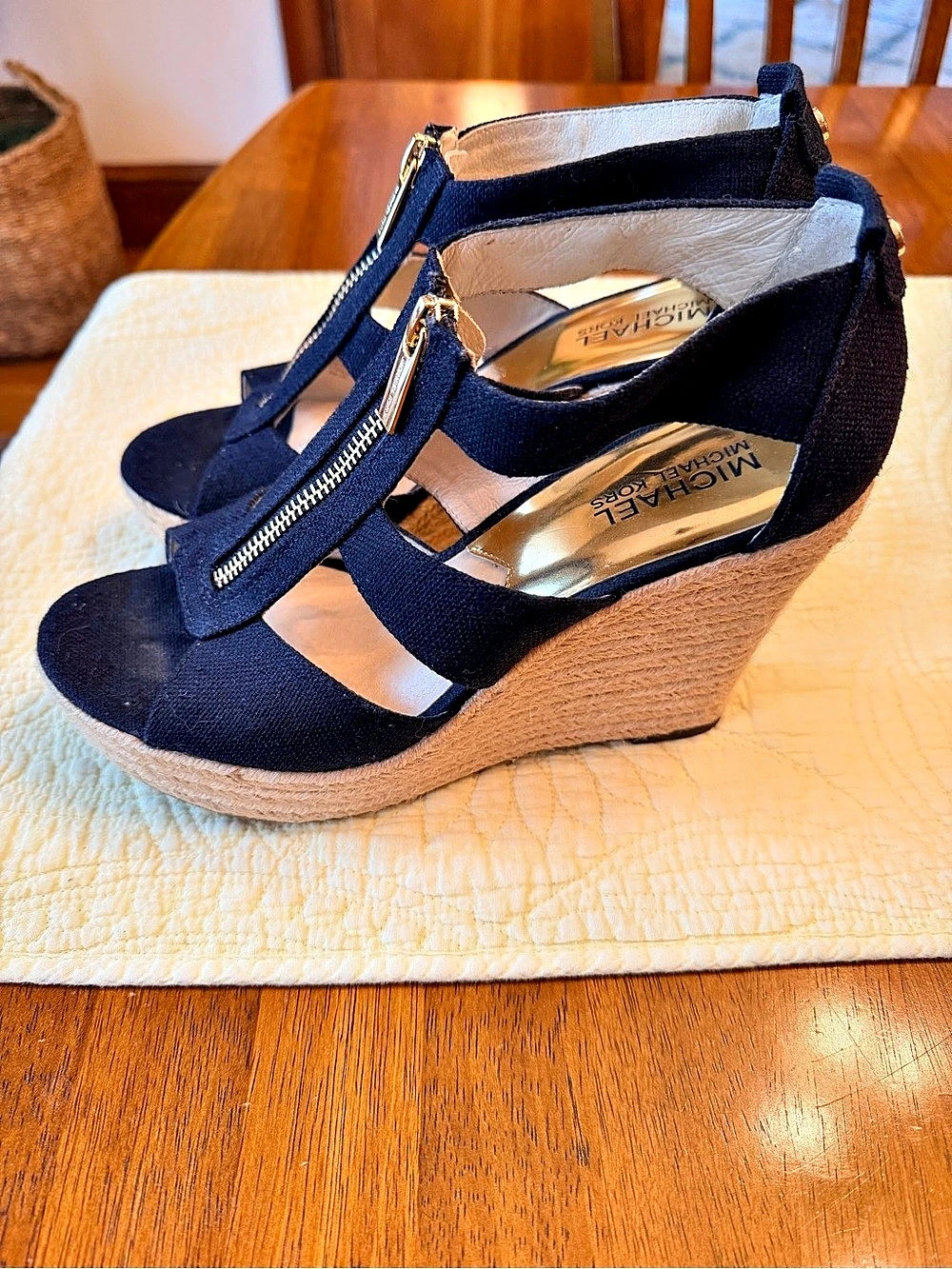 Michael Kors Damira Canvas Wedge Sandal Black